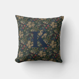 Vintage William Morris Navy Blue Red Chrysanthemum Kudde