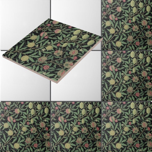 Vintage William Morris Pomegranates Fruit Mönster Kakelplatta (Skapare uppladdad)