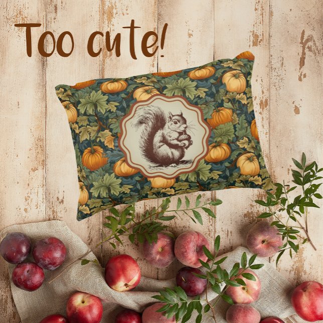 Vintage William Morris Pumpkins med Squirrel Prydnadskudde (Skapare uppladdad)