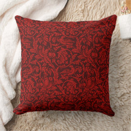Vintage William Morris Red Birds Foliage Fruit Kudde