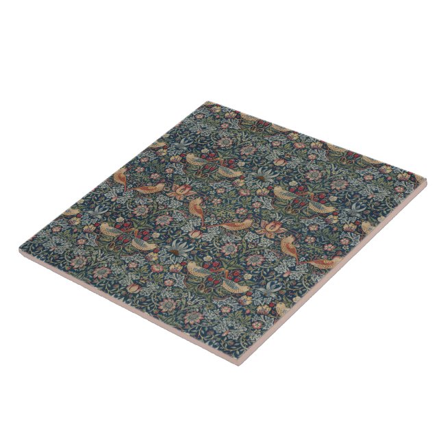 Vintage William Morris Strawberry Thief Kakelplatta (Sidan)