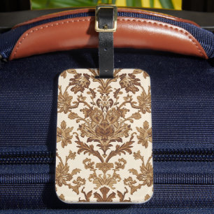 Vintage William Morris Venetian Blommig Brun Vit Bagagebricka