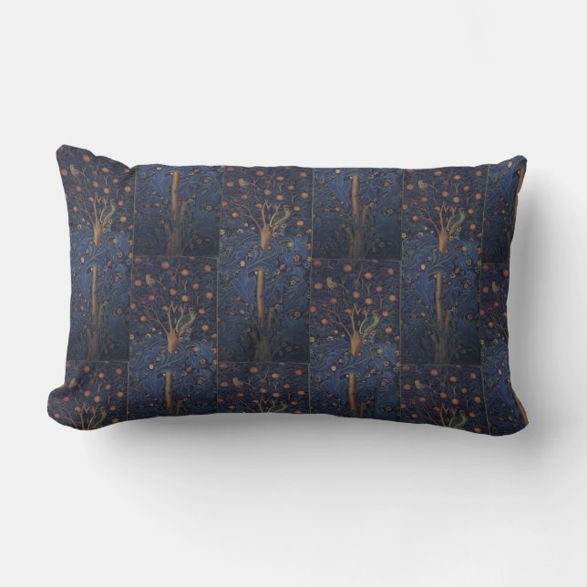 Vintage William Morris Woodpecker Tapestry Lumbarkudde (Framsida)