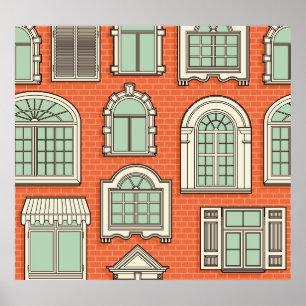 Vintage Window Scenia Mönster Poster