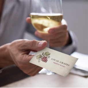Vintage Winery Winemaker Sommelier Grape Logotyp Visitkort