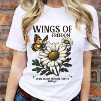 Vintage Wings of Freedom Butterfly Daisy blomma T Shirt