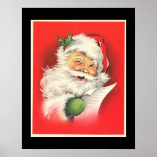 Vintage Winking Jolly Jultomten - Poster