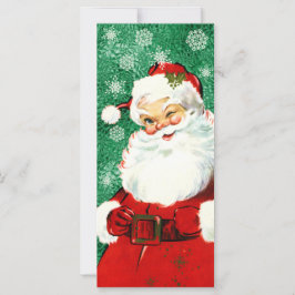 Vintage Winking Santa på Grönt Flat Card.