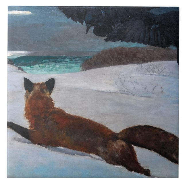 Vintage Winslow Homer Fox Hunt Poster Kakelplatta (Framsidan)