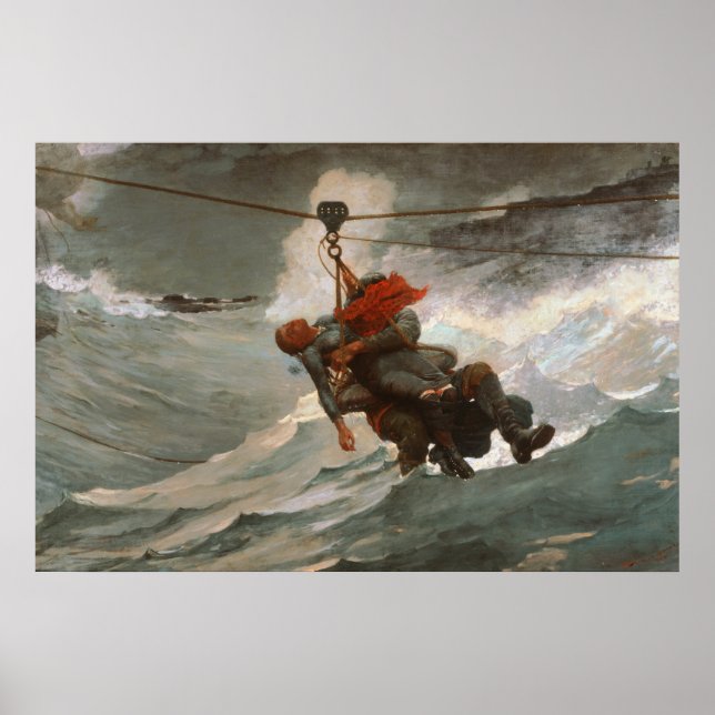 Vintage Winslow Homer Life Line Poster (Framsidan)