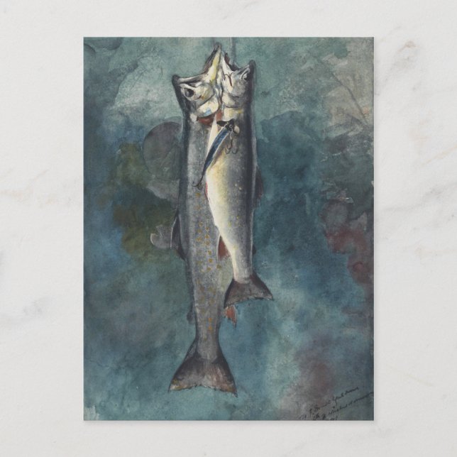 Vintage Winslow Homer Two Trout Vykort (Framsida)