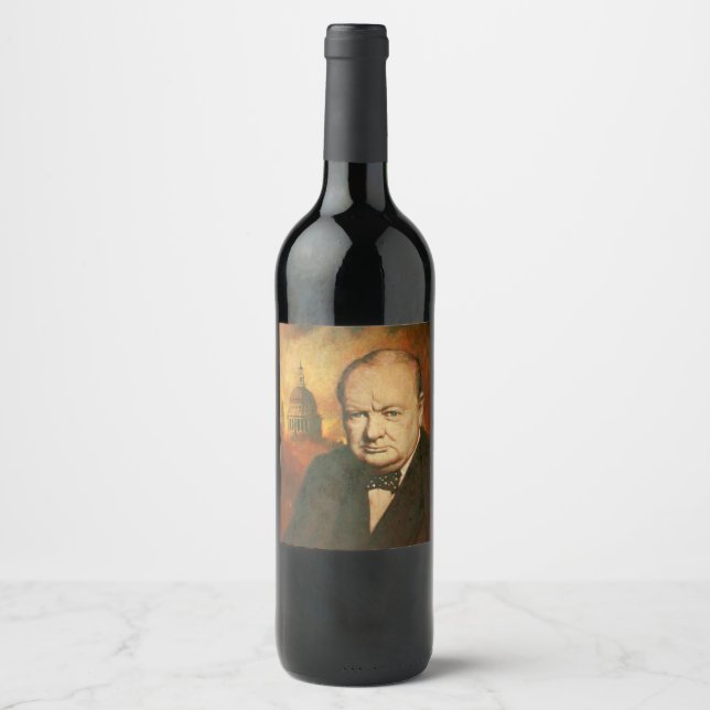 Vintage Winston Churchill Vin-etikett Vinflaska Etikett (Framsida)
