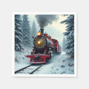 Vintage Winter-ånglok Pappersservett