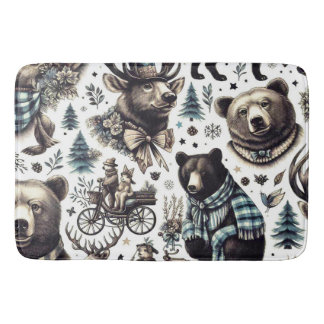 Vintage Winter Animals Mönster Badrumsmatta