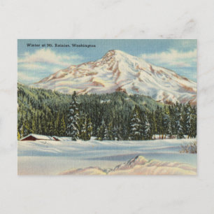 Vintage Winter at Mt. Rainier, Washington Vykort