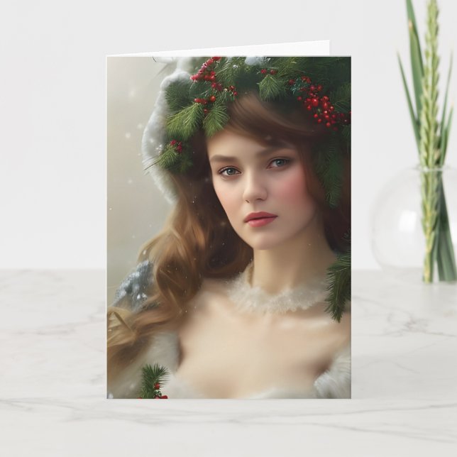 Vintage Winter Beauty Helgdag Kort (Framsida)