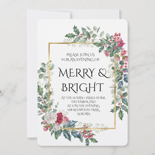 Vintage Winter Botanical Christmas Elegance Inbjudningar (Framsida)