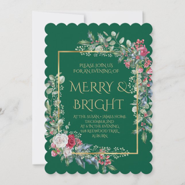 Vintage Winter Botanical Christmas Elegance Inbjudningar (Framsida)