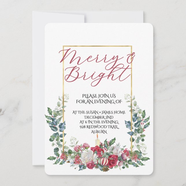 Vintage Winter Botanical Christmas Elegance Inbjudningar (Framsida)