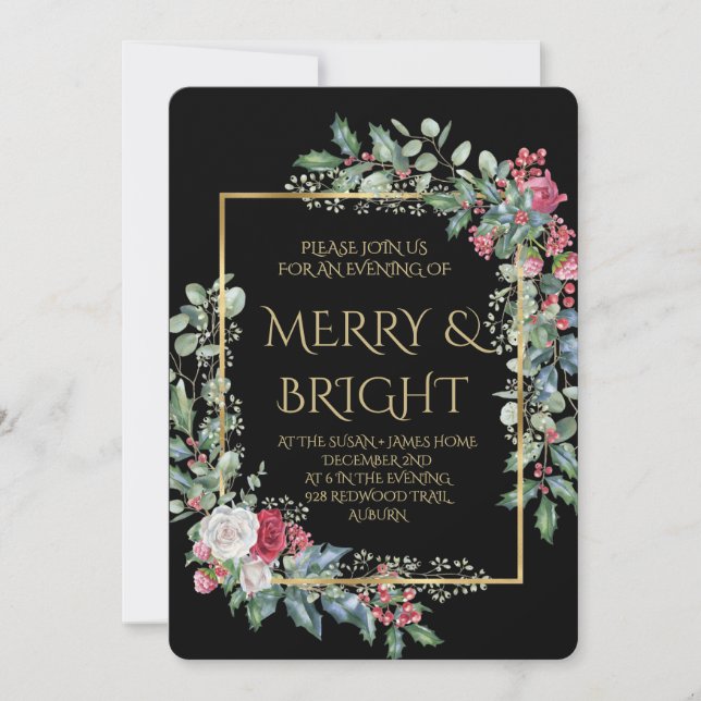 Vintage Winter Botanical Christmas Elegance Inbjudningar (Framsida)