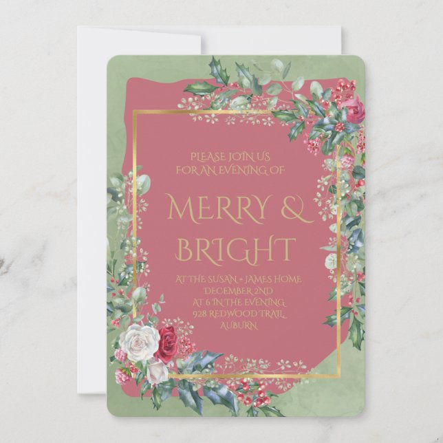 Vintage Winter Botanical Christmas Elegance Inbjudningar (Framsida)