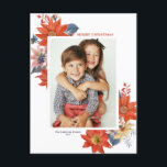 Vintage Winter Botanicals God jul Photo Helg Vykort<br><div class="desc">God Jul! Skicka dina julhälsningar till familj och vänner med det här anpassadet botaniska julfotoporten. Den har vattenfärgsbukett med orange,  gult och rosa vinterblommor. Anpassa genom att lägga till foto,  namn,  år och andra detaljer. Vintern blommigt finns fotoporten Julvykort i andra kartonger.</div>