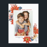 Vintage Winter Botanicals God jul Photo Helg Vykort<br><div class="desc">God Jul! Skicka dina julhälsningar till familj och vänner med det här anpassadet botaniska julfotoporten. Den har vattenfärgsbukett med orange,  gult och rosa vinterblommor. Anpassa genom att lägga till foto,  namn,  år och andra detaljer. Vintern blommigt finns fotoporten Julvykort i andra kartonger.</div>
