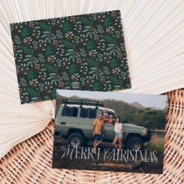 Vintage Winter Botanicals God jul Photo Julkort