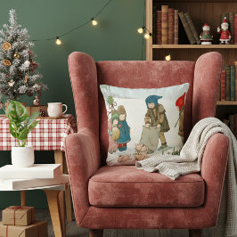 Vintage Winter Children Holiday Nostalgia Kudde
