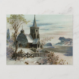 Vintage Winter Church Vykort