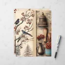 Vintage Winter Ephemera Scrapbook Papper