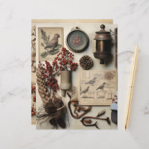Vintage Winter Ephemera Scrapbook Papper