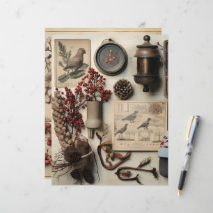 Vintage Winter Ephemera Scrapbook Papper
