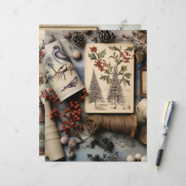 Vintage Winter Ephemera Scrapbook Papper