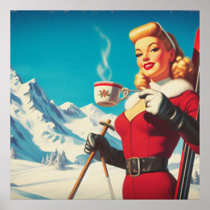 Vintage Winter Girl Poster