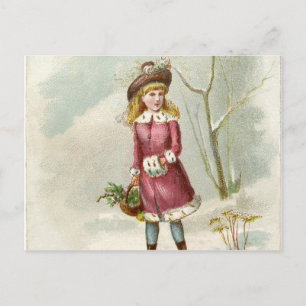 Vintage Winter Girl Vykort