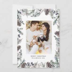 Vintage Winter Greenery God jul Photo Card Julkort