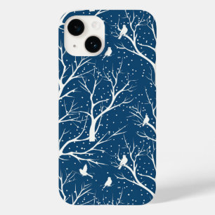Vintage Winter Himmel White Birds Snöflingor