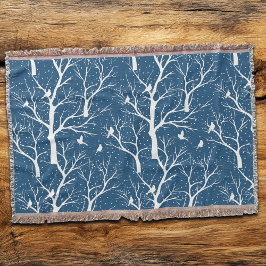 Vintage Winter Himmel White Birds Snöflingor Filt
