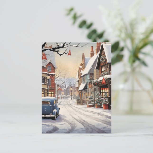 Vintage Winter in City Vykort (Stående Fram)