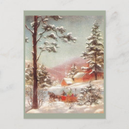 Vintage Winter Land Scene Vykort