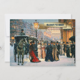 Vintage Winter Parisian Scene-Julfest Inbjudningar