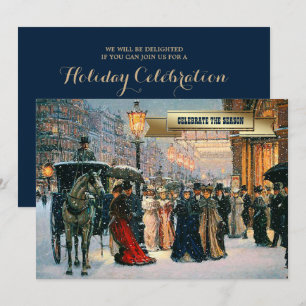 Vintage Winter Parisian Scene-Julfest Inbjudningar