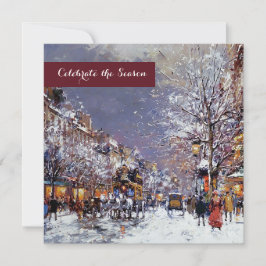 Vintage Winter Parisian Scene-Julfest Inbjudningar