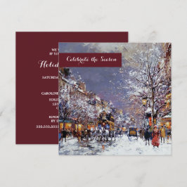 Vintage Winter Parisian Scene-Julfest Inbjudningar