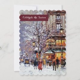 Vintage Winter Parisian Scene-Julfest Inbjudningar