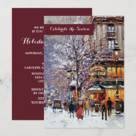 Vintage Winter Parisian Scene-Julfest Inbjudningar