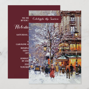 Vintage Winter Parisian Scene-Julfest Inbjudningar