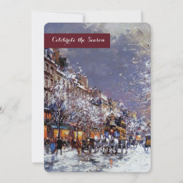 Vintage Winter Parisian Scene-Julfest Inbjudningar