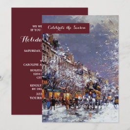 Vintage Winter Parisian Scene-Julfest Inbjudningar